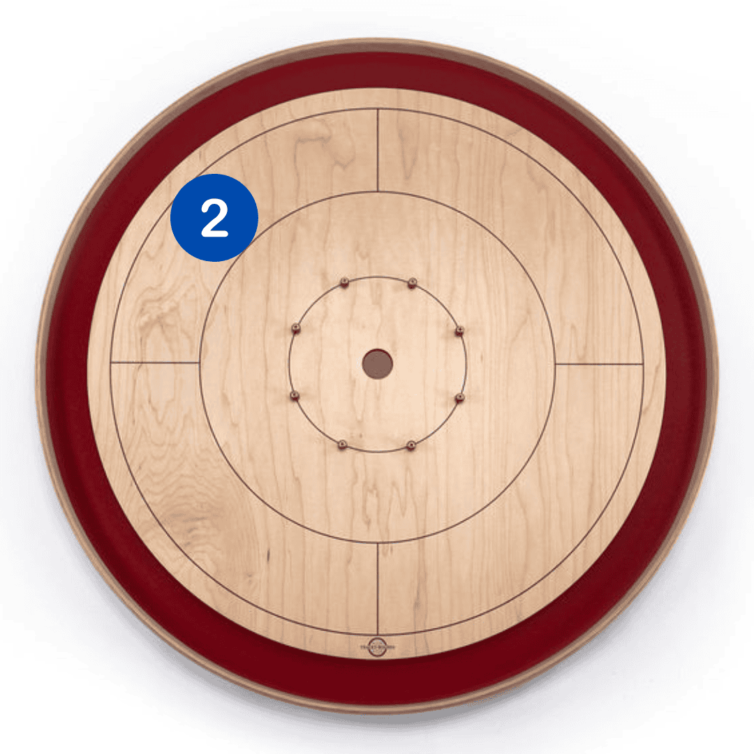Tracey Crokinole Board with a Two in the top left quadrant
