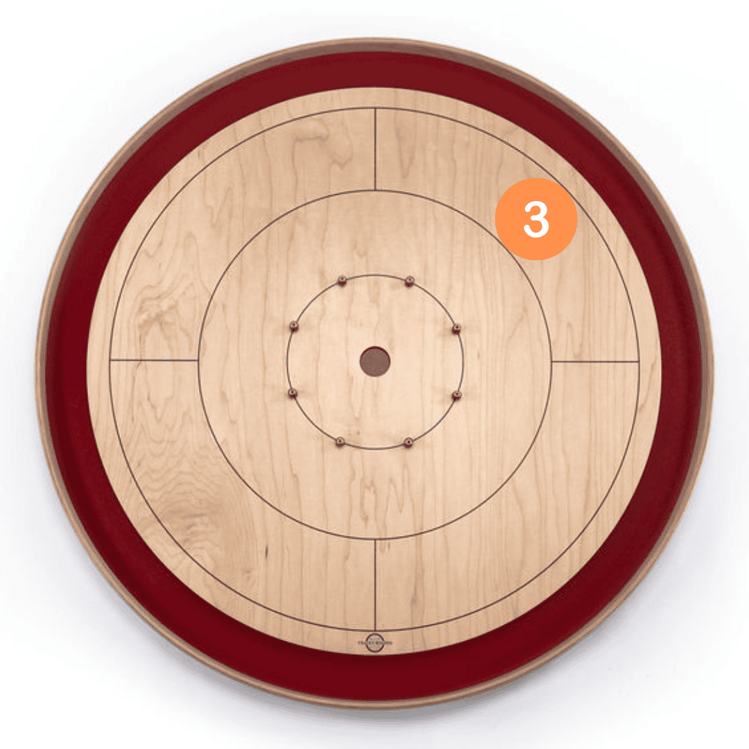 Tracey Crokinole Board with a Three in the top right quadrant