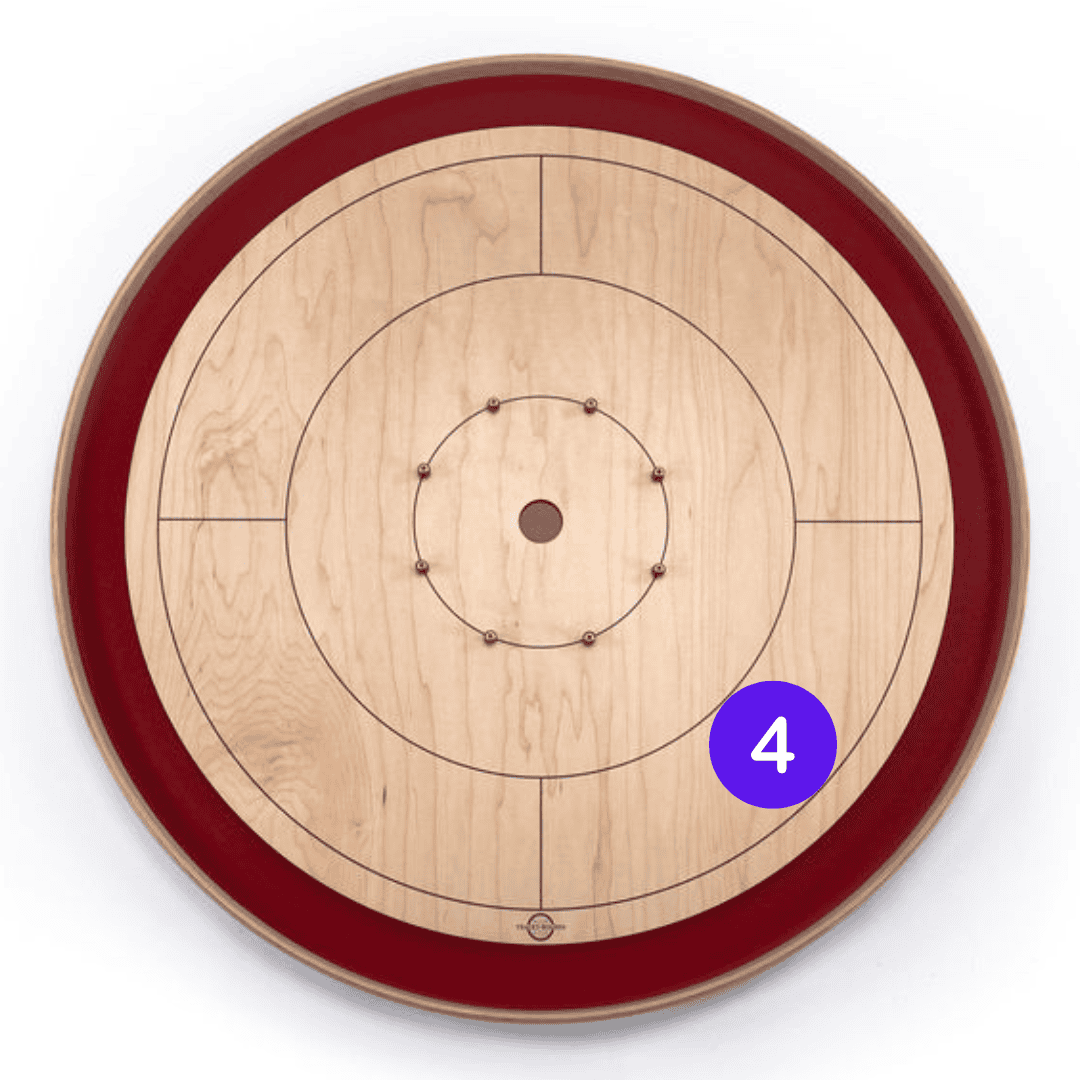 Tracey Crokinole Board with a four in the bottom right quadrant